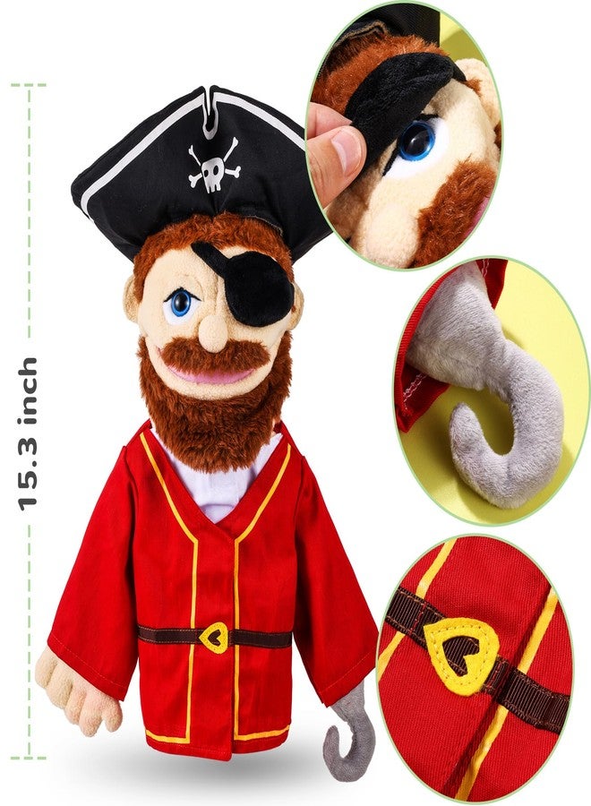ZJoey Role Play Hand Puppets Hand Plush Chef Doctor Fireman Pirate Detective Athlete Nurse Worker Hand Puppet Toys Puppets for Kids Storytelling Imaginative Pretend Play Teaching Preschool(Pirate) - Image 4